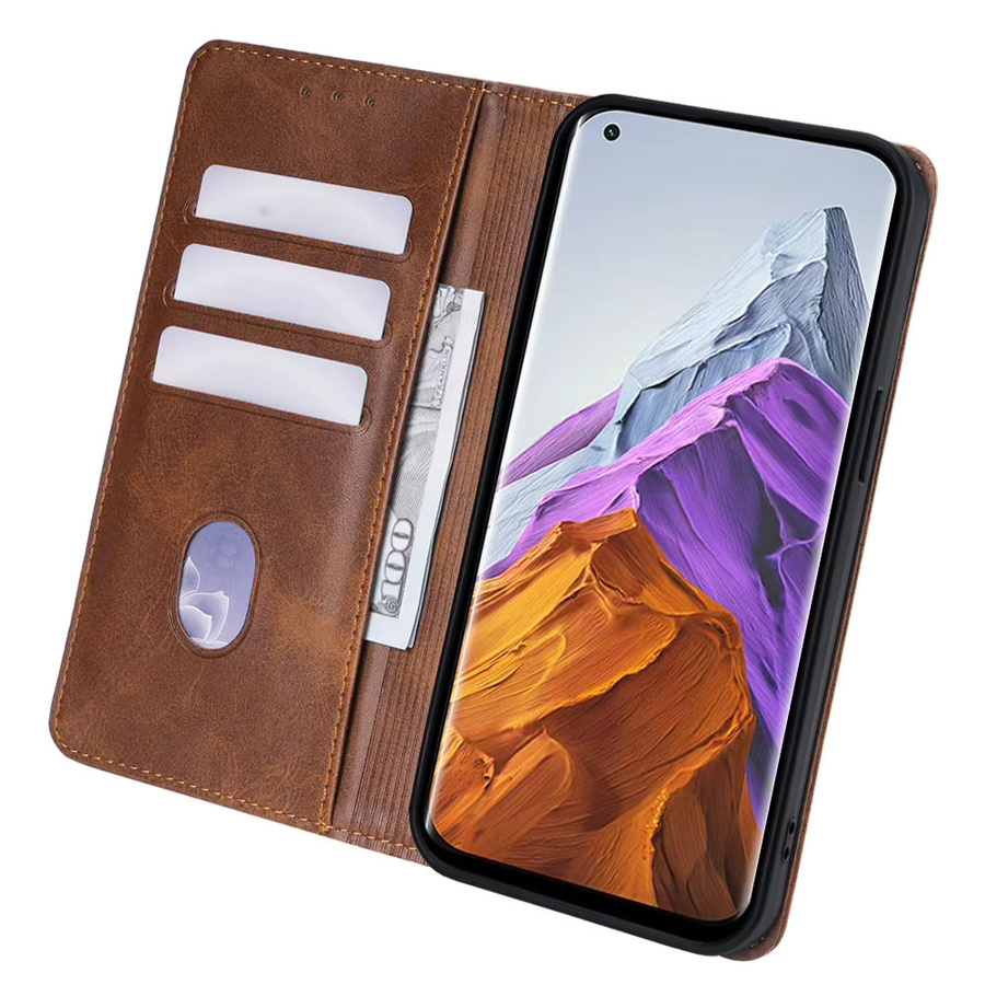Magnetische Business Leder Flip Case Handyhülle für Xiaomi 12 12S 12T 12X 11T 11X 11 Pro Ultra 11 Lite 5G mit Kartenfächer in Schwarz und Braun - Bild 2