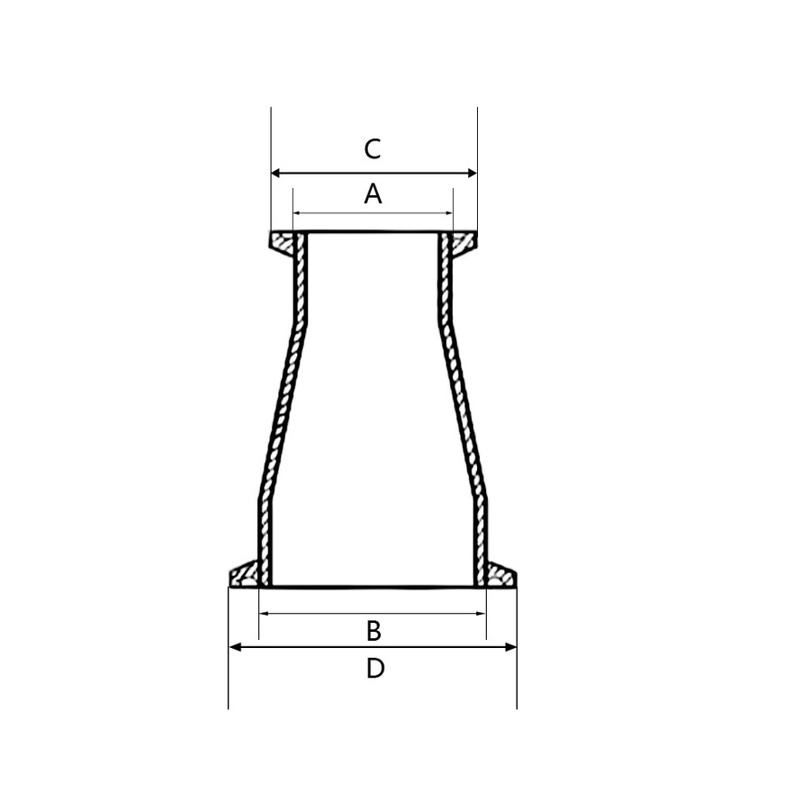 YQBS Sanitär-Tri-Clamp Konzentrisches Reduzierstück aus Edelstahl 304 in Silber - Bild 2