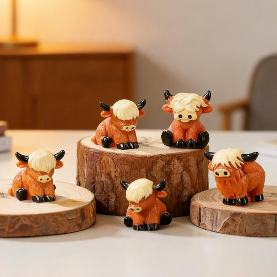 Happy Living Mini-Hochlandrinder-Figuren aus Harz, 30 Stück, bunte Bauernhoftier-Miniaturen für Garten, Büro und Schreibtisch-Dekoration - Bild 6