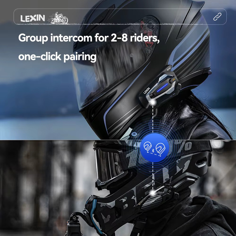 LEXIN NEW-LEXIN G10 Motorradhelm-Intercom mit Dual-Qualcomm Bluetooth 5.1 für 8 Fahrer, inklusive parallelem Audio-Intercom und Musik-Streaming, Schwarz - Bild 5