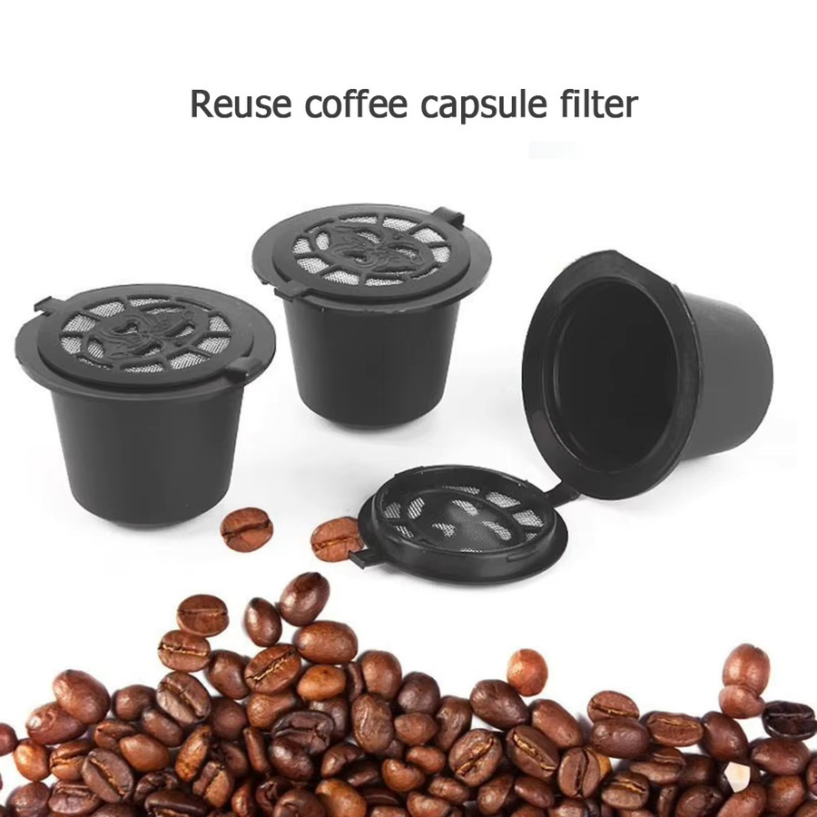 Nachfüllbare Kaffeekapseln für Nespresso Maschinen aus Kunststoff in Schwarz mit Löffel und Pinsel - Bild 2