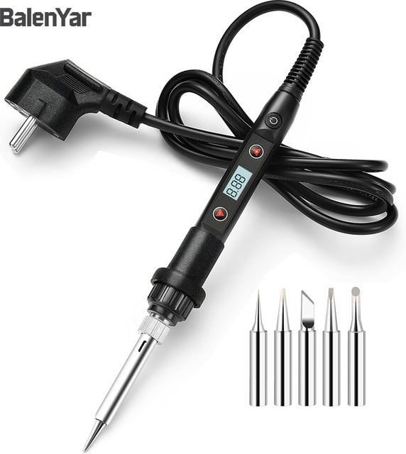 BalenYar 80W Lötkolben-Set in Schwarz mit regelbarer Temperatur von 180-520 °C und 5 Lötspitzen - Bild 1
