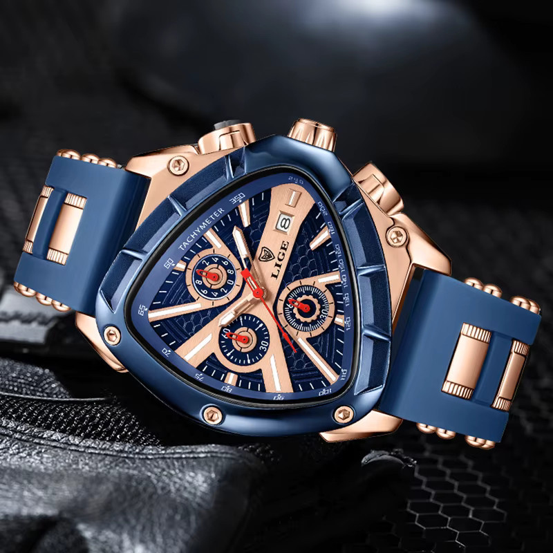 Lige Armbanduhr Quarz, Edelstahl, Schwarz, Eckig, Herren - Bild 2