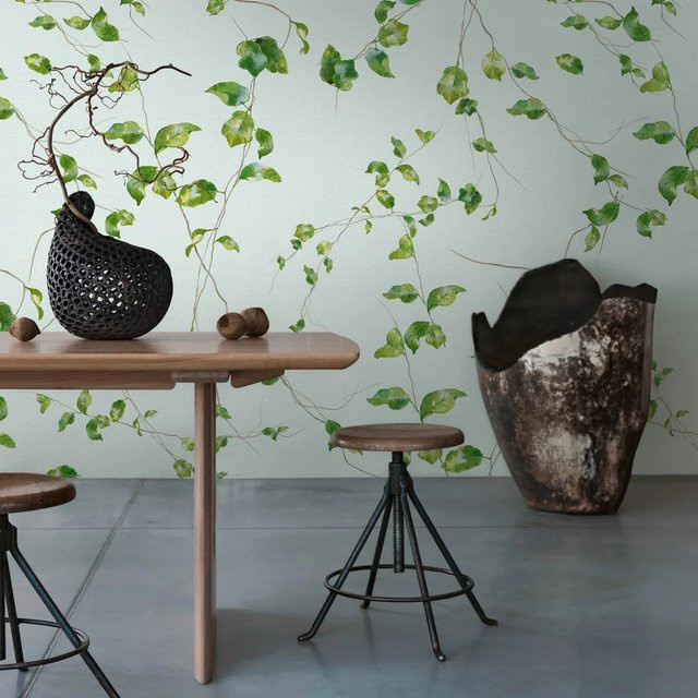 PROFHOME Fototapete Floral Matt in Grün Blau Braun, Wandtattoo Natur Design, Breite: 159 cm, Höhe: 280 cm - Bild 1