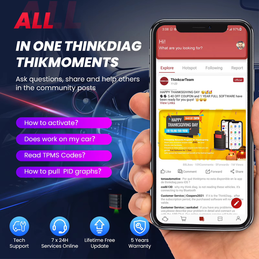 THINKCAR THINKDIAG MINI OBD2 Scanner Kfz-Diagnosegerät mit Vollsystemdiagnose und Codeleser - Bild 5