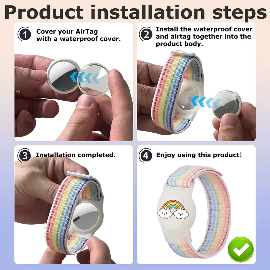 Wasserdichtes Kinderarmband mit Cartoon-Hülle aus TPU und verstellbarem Nylonband als Ersatzarmband für deinen Apple AirTag in Multicolour - Bild 2