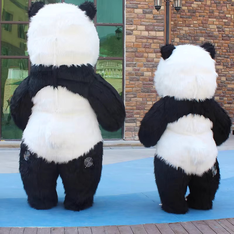 NewYeeca Panda-Maskottchen-Kostüm, aufblasbares Plüsch-Eisbär-Kostüm - Bild 2