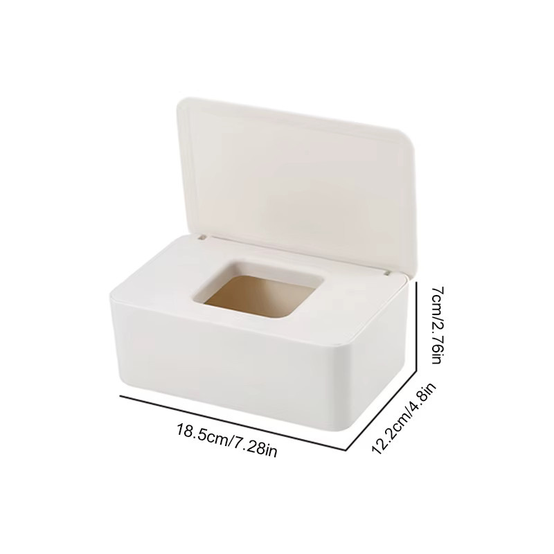 Staubdichte Wet Tissue Box mit Deckel aus Kunststoff in Weiß als Aufbewahrungshalter und Spender für Feuchttücher und Windeltücher für Zuhause, Auto oder Büro - Bild 2