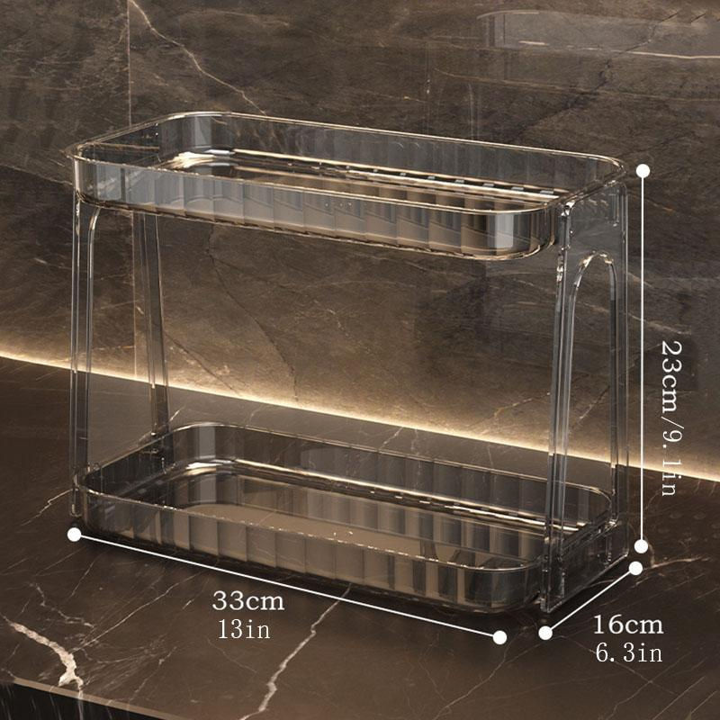 BC-Warm Home Badezimmerregal aus Kunststoff, doppelschichtiges Aufbewahrungsregal für Kosmetik und Hautpflege, transparent und modern - Bild 4