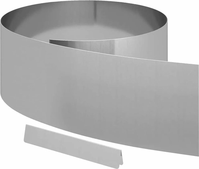 vidaXL Raseneinfassung aus verzinktem Stahl in Silber, B/H/T: 450 x 15 x 0,05 cm - Bild 1
