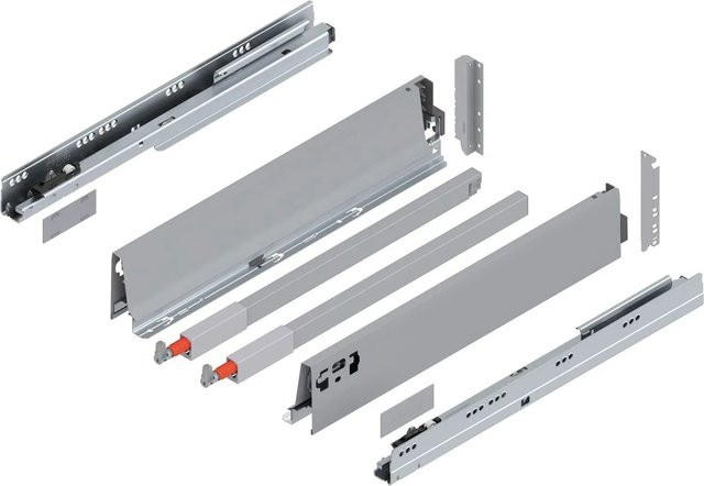 Blum D-Reling Tandembox antaro Vollauszug mit Blumotion Soft-Close, Grau, 1 Paar, Länge: 450 mm, Tragkraft: 65 kg - Bild 1