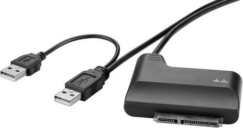 Renkforce USB 2.0 auf SATA Festplatten und SSD Adapter mit vergoldeten Steckkontakten, Schwarz, Länge: 30 cm - Bild 1
