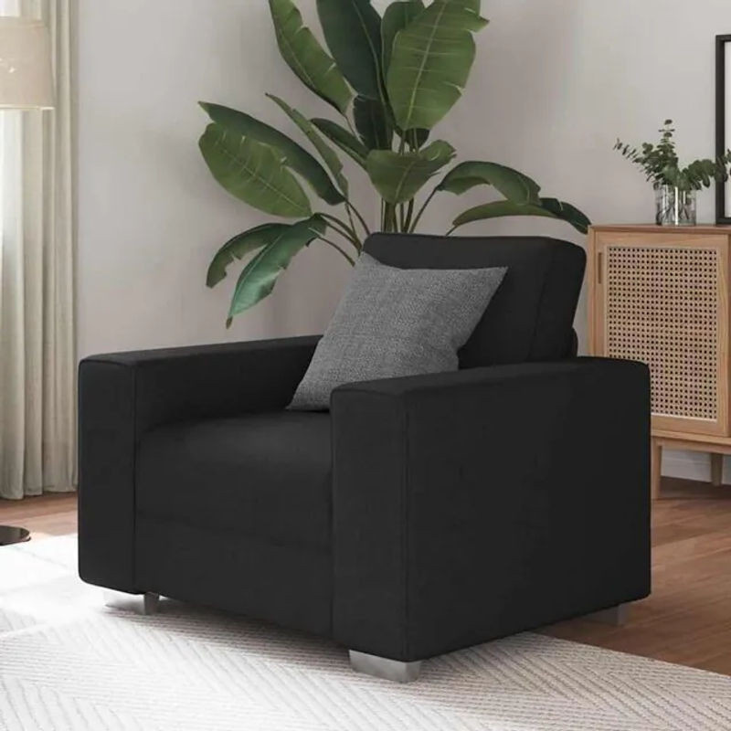 Modernes 1-Sitzer Sofa von vidaxl in Schwarz aus Stoff und Metall, B/T/H: 100 x 77 x 82 cm - Bild 1
