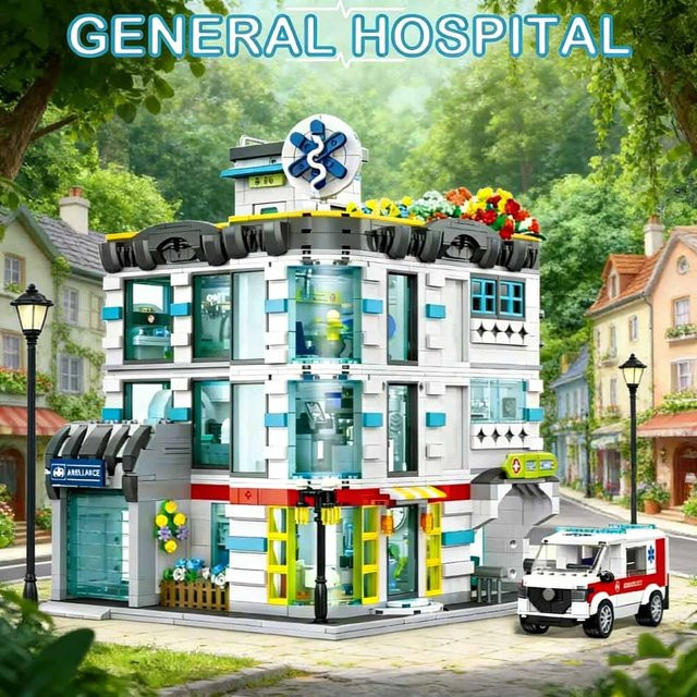 doinbby Friends Kreatives Allgemeines Krankenhaus, Baustein, 2866 Teile, mit Beleuchtung - Bild 1