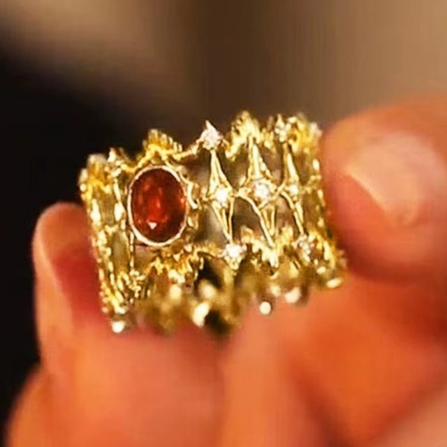Huitan Ring, Gold, rote Zirkonia, Damen - Bild 1