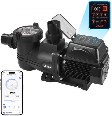 VEVOR Variable Speed Pool Pumpe mit Filterkorb, 1350W, 30.000 L/H, programmierbarer Timer für Inground und Above Ground Swimming Pools