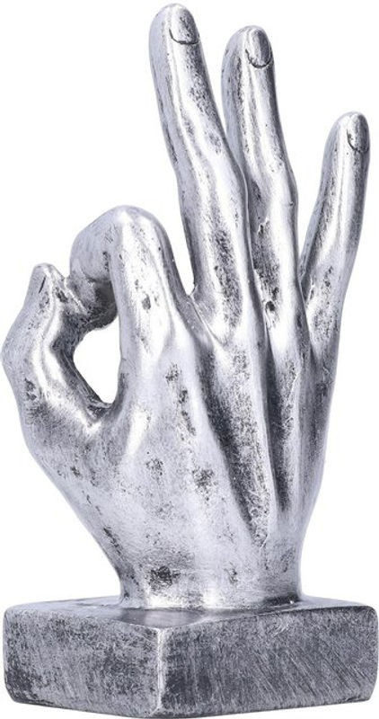 GoolRC OK Geste Skulptur aus Harz als Retro Desktop Ornament in Silber, Höhe: 16,0 cm, Breite: 7,0 cm, Tiefe: 5,5 cm - Bild 1