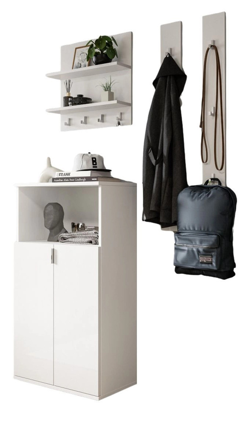 Inn.Furn Garderoben-Set SystemX 4-teilig in Weiß Hochglanz, Breite: 117 cm, Höhe: 193 cm, Tiefe: 37 cm - Bild 4