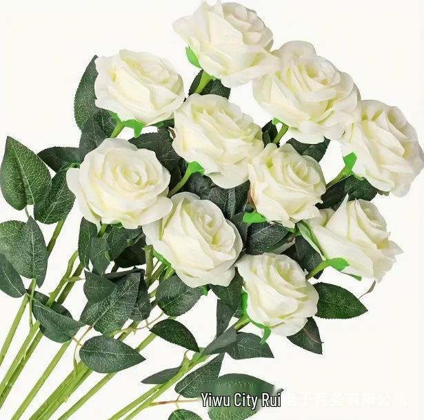 Weiße Seidenrosen von Wish Today als künstliche Blumen für die Hochzeitsdekoration, den Valentinstag oder das Qixi-Fest - Bild 1