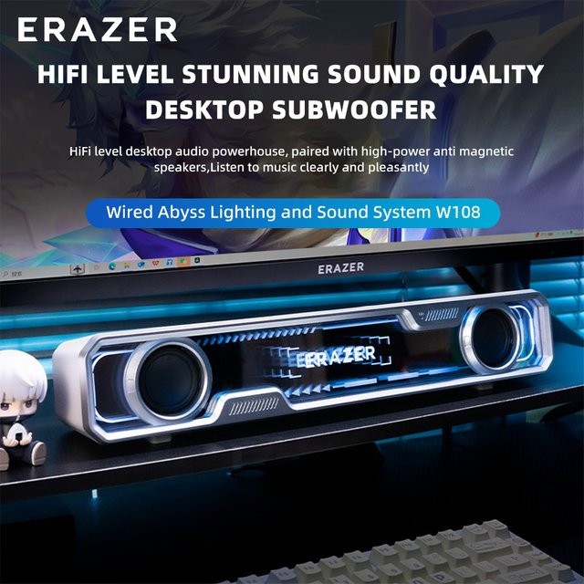 Lenovo W108 Bluetooth Lautsprecher mit RGB Lichteffekten und Dual Bass Membran für HIFI Stereo Surround Sound in Schwarz oder Weiß - Bild 1