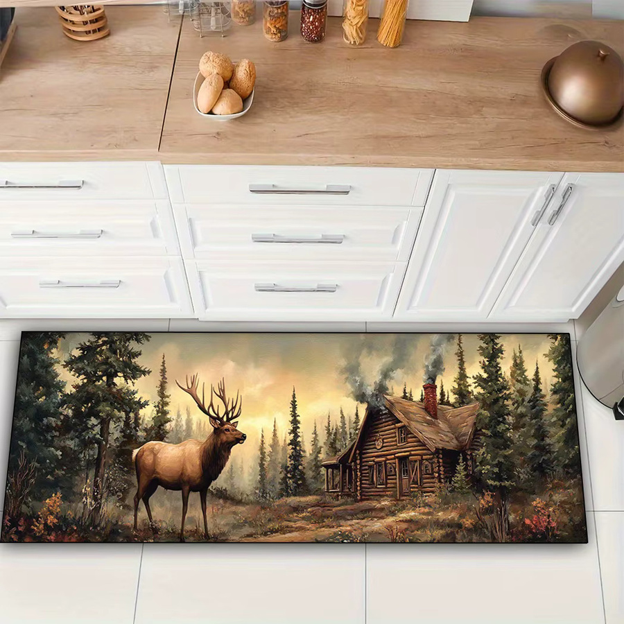 VIKAMA Nordic Forest Elch Küchenbodenmatte, rutschfest, multicolour, B/T/H: 40 x 40 x 40 cm - Bild 4