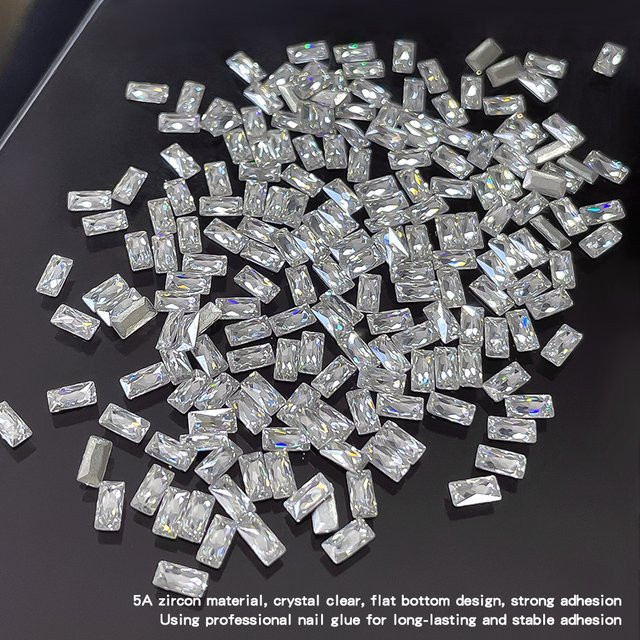 KANIU Baguette-Strass Zirkonia Nagel-Charms, Champagner, Glänzend - Bild 1