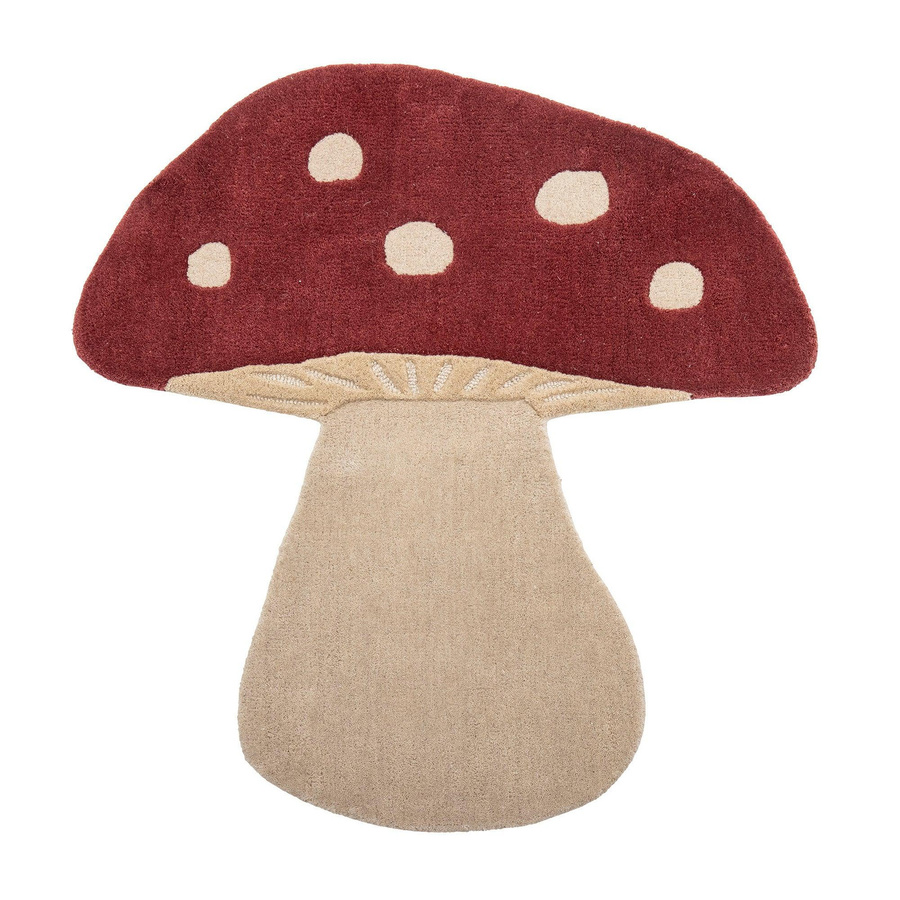Bloomingville Mini Wollteppich Mushroom in Rot und Beige - Bild 1
