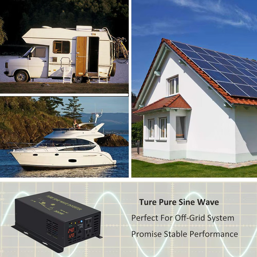 300 W Sinus-Wechselrichter 12 V auf 230 V AC Spannungswandler mit Fernbedienung in Schwarz - Bild 4