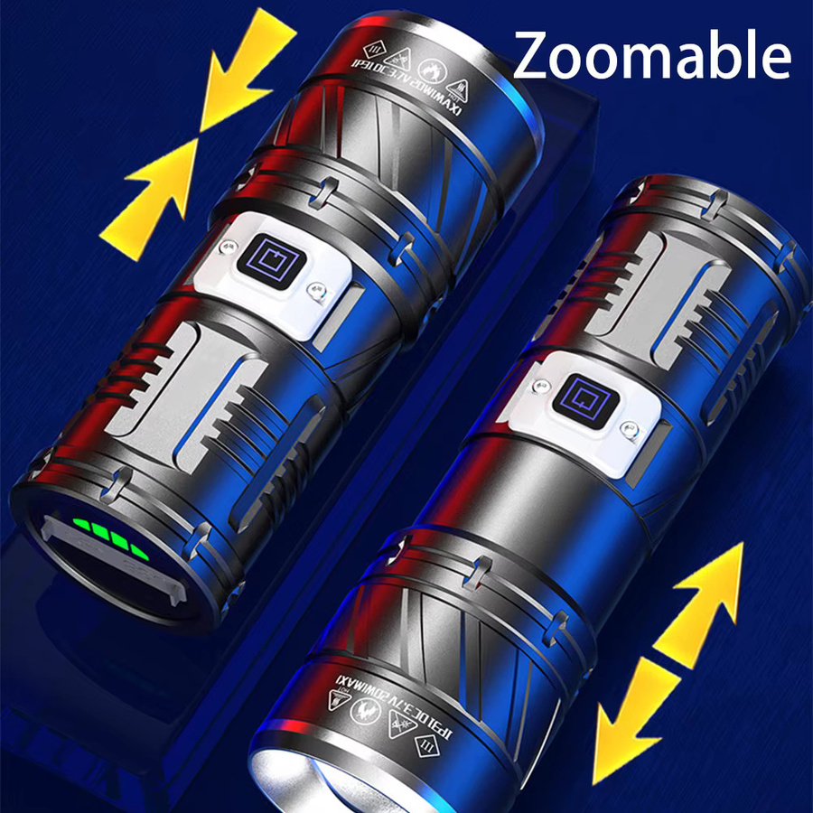 KENSUN Hochleistungs-LED-Taschenlampe aus Aluminium, USB wiederaufladbar, taktische Outdoor-Taschenlampe mit großer Reichweite - Bild 2