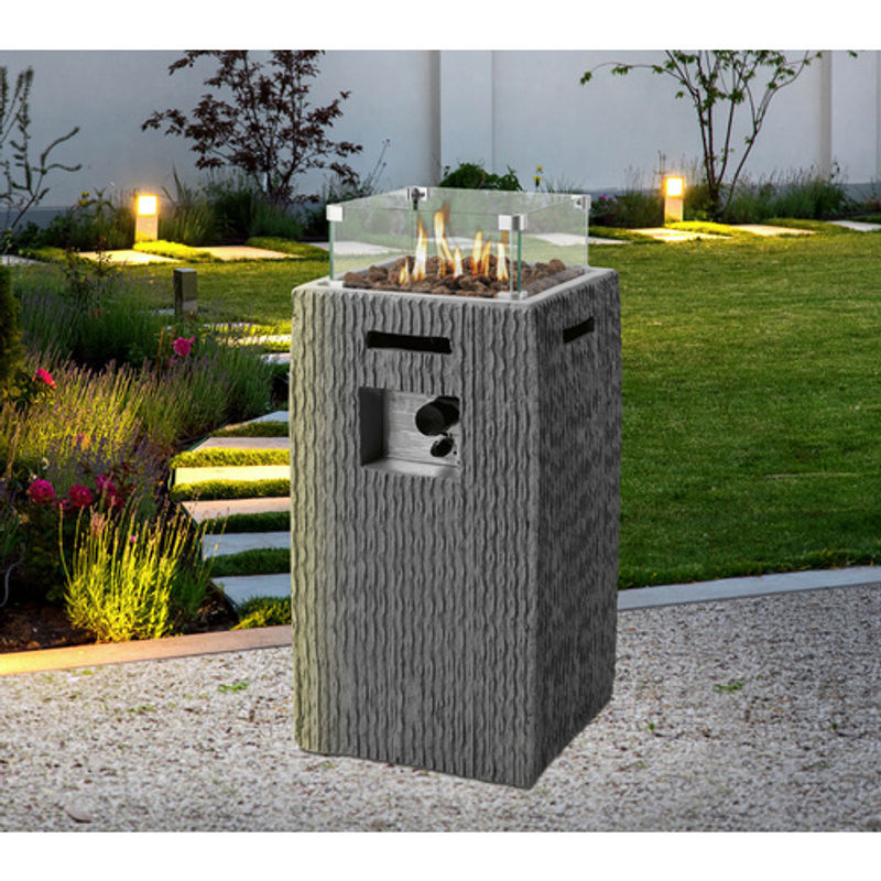 Tepro Gas Feuerstelle Brighton Eckig Grau, Höhe: 90 cm - Bild 3
