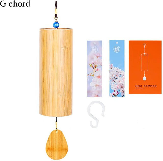 Binchi Bambus-Windspiel in Braun mit 8 Stäben für Garten und Terrasse - Bild 1