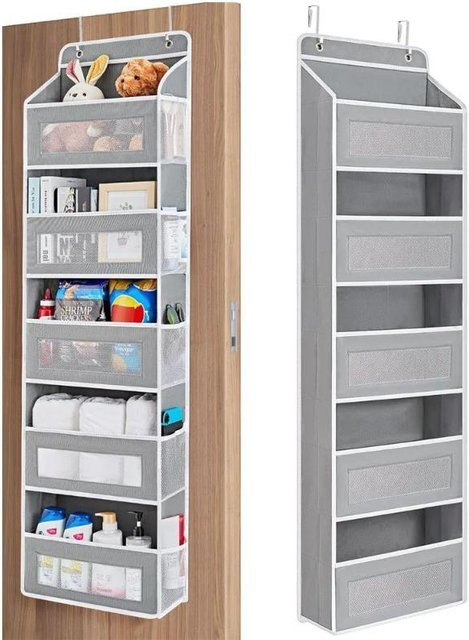 Mango Event Tür-Organizer mit 5 Regalen in Grau, H x B x T: 145 x 40 x 14,5 cm - Bild 1