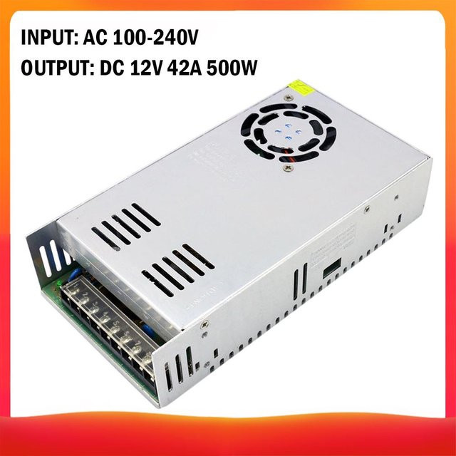 JOOLONPOR Spannungswandler AC 100-240V zu DC 12V 500W 42A in Silber aus Aluminium - Bild 1
