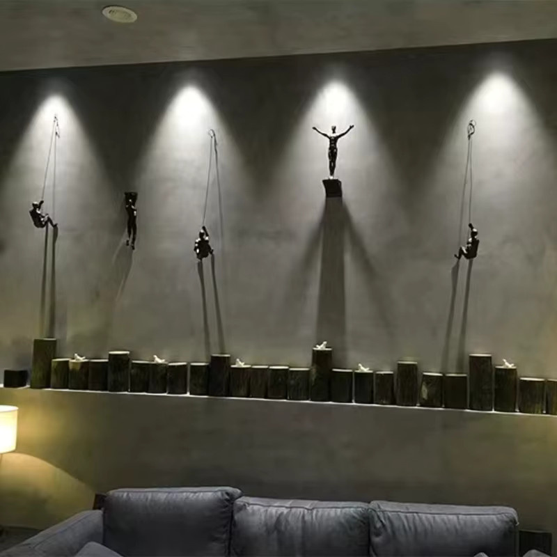DEANSEN Retro Kletterer Statue aus Harz als Sportler Figur für Wanddeko und Wohnzimmer - Bild 1