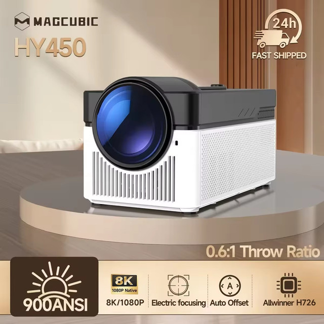 Magcubic Ultra-Kurzdistanz-Projektor HY450 in Weiß mit 8K Auflösung, 1080P, Automatischer Offset-Funktion, Elektronischem Fokus, 900 ANSI, WiFi6 und Bluetooth 5.4 - Bild 1