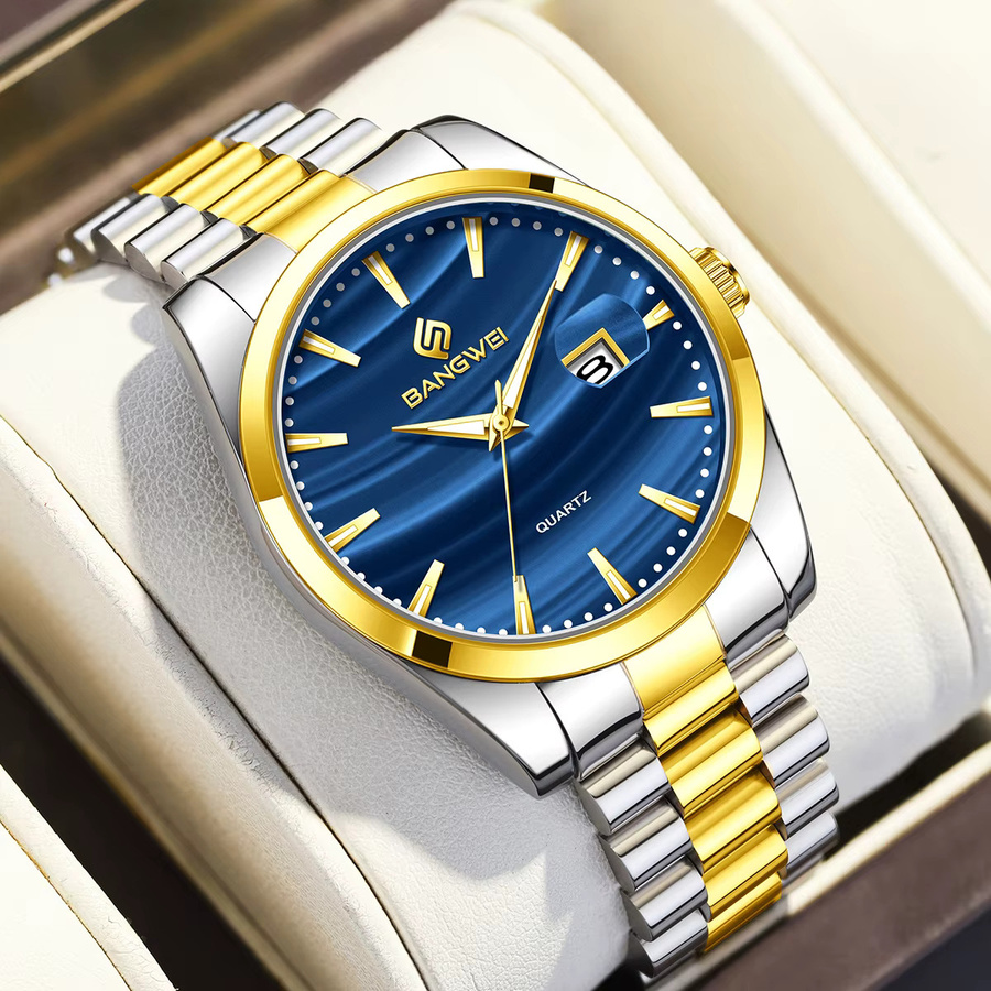 BANGWEI Armbanduhr Quarz, Edelstahl, Blau, Herren - Bild 2