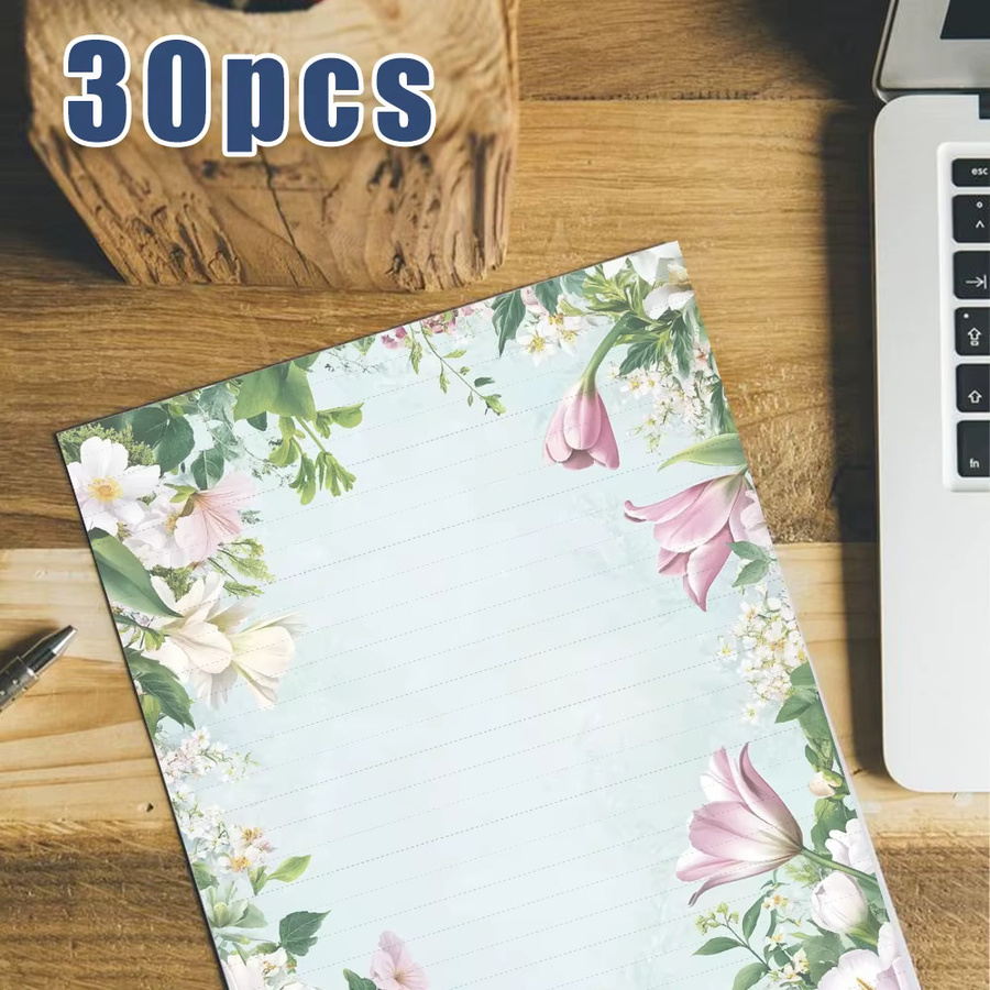 Liniertes B5 Briefpapier mit Frühlingsblumenmuster, 30 Blatt, weiß/mehrfarbig - Bild 2