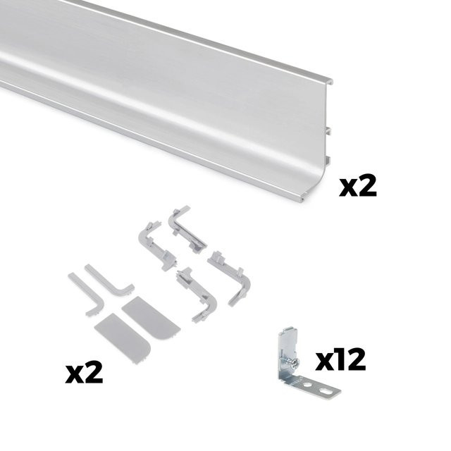 Emuca Gola AufLotProfile Set für Küchenmöbel, 2 Stück, Aluminium Schwarz Matt, Länge: 2,35 m - Bild 1