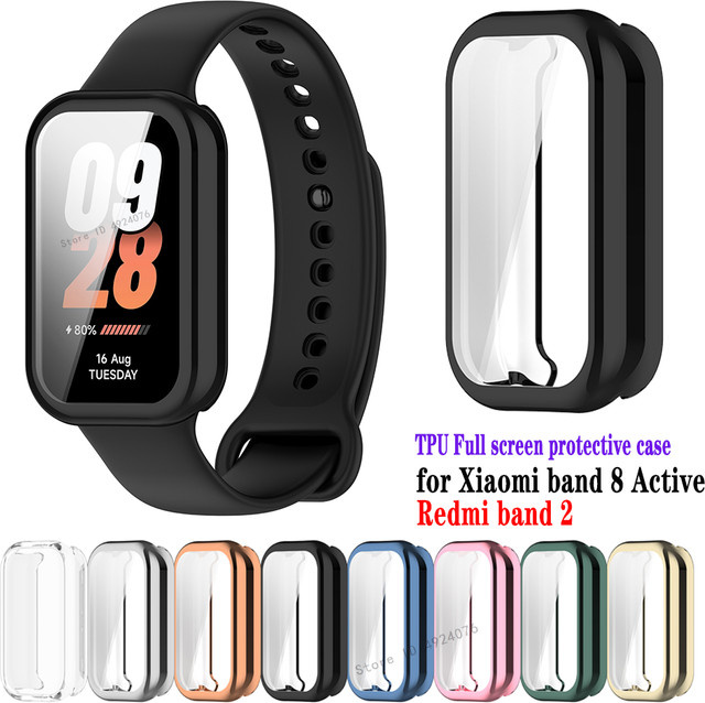 TPU Soft Case für Xiaomi Mi Band 8 Active mit Vollbildschirm-Schutzfolie in Transparent - Bild 1