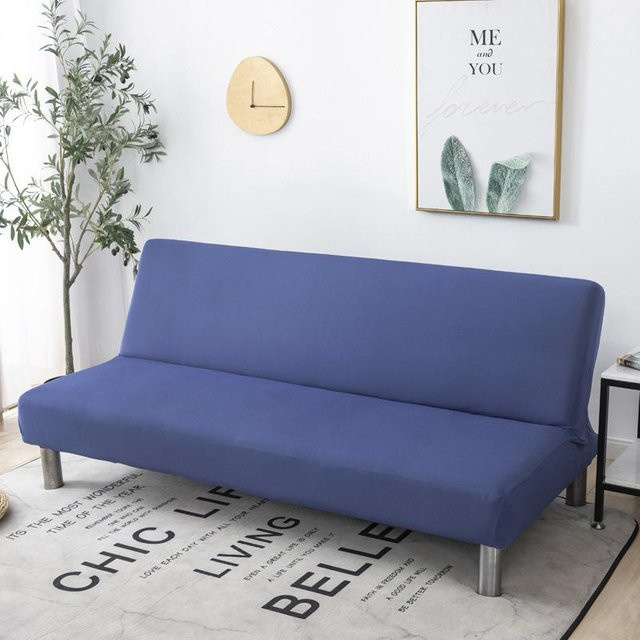Bestbags Elastischer Stretch Schlafsofa Bezug ohne Armlehnen, Blau, Waschbarer Überwurf für Faltbare Couches, Breite: 155-190 cm - Bild 1