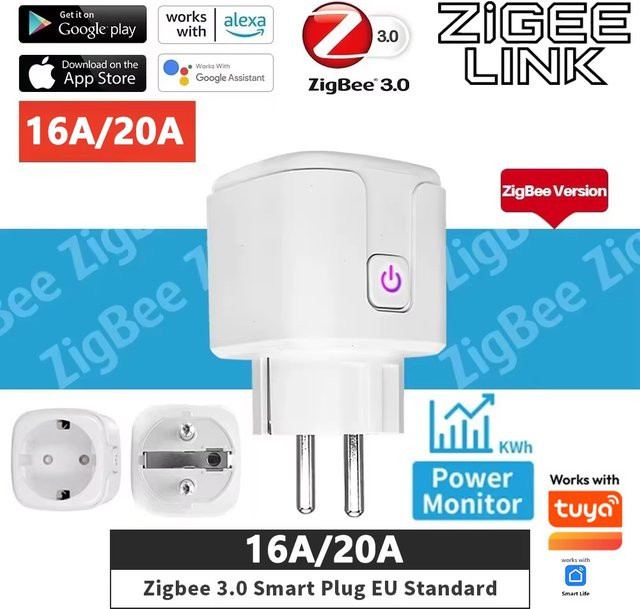 Shine-Tale ZigBee 2MQTT Smart-Steckdose mit Stromüberwachung, Timer-Funktion und Sprachsteuerung, Farbe: Weiß - Bild 1