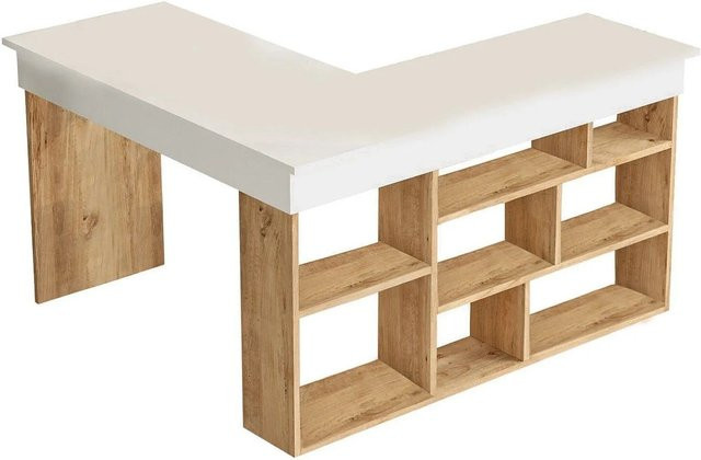 Eckschreibtisch LILEUL in Weiß mit einer Breite von 129 cm - Bild 1