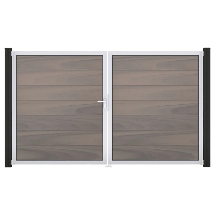 GroJa Steckzaun Tor Grande DIN Links EV1 2-flügelig Bi-Color Sand/Multicolor aus Aluminium und BPC - Bild 2