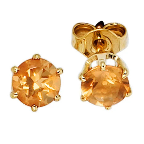 Colfem Ohrstecker 585 Gelbgold, Citrine, Unisex - Bild 1