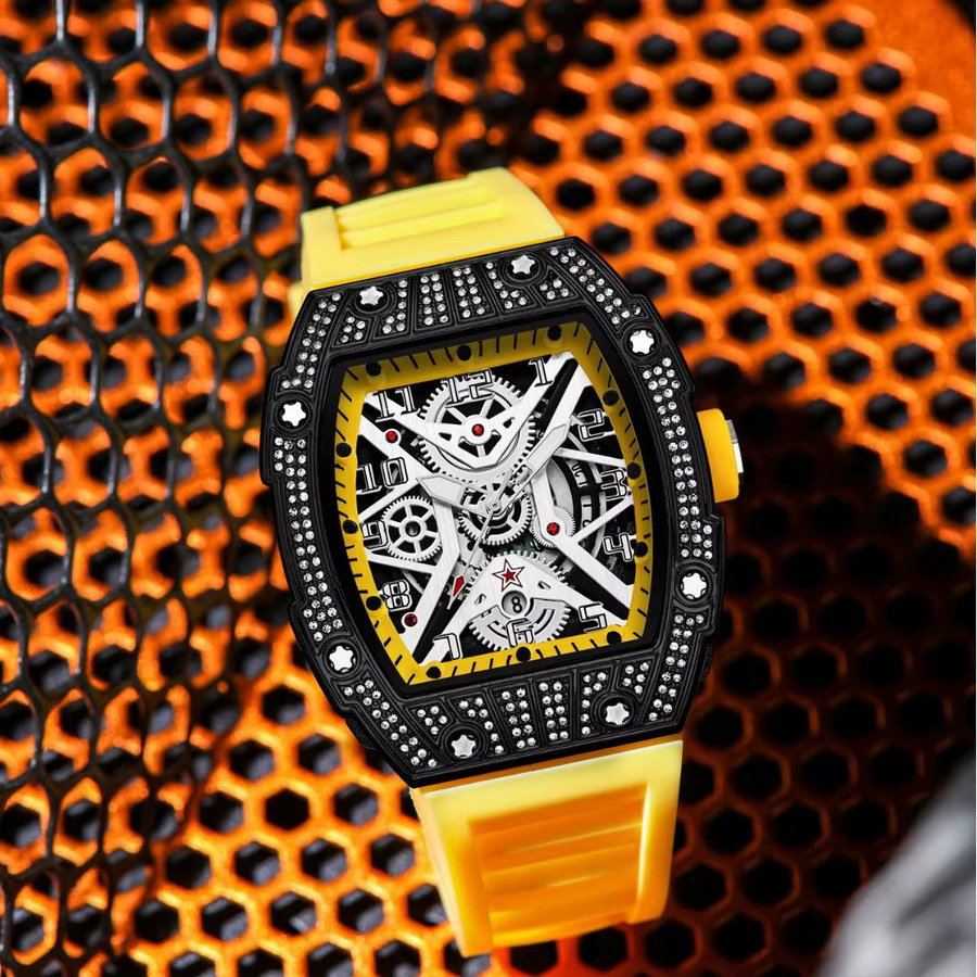 STARPERISH Armbanduhr Tonneau, Quarz, Schwarz, Kautschuk, Herren - Bild 2