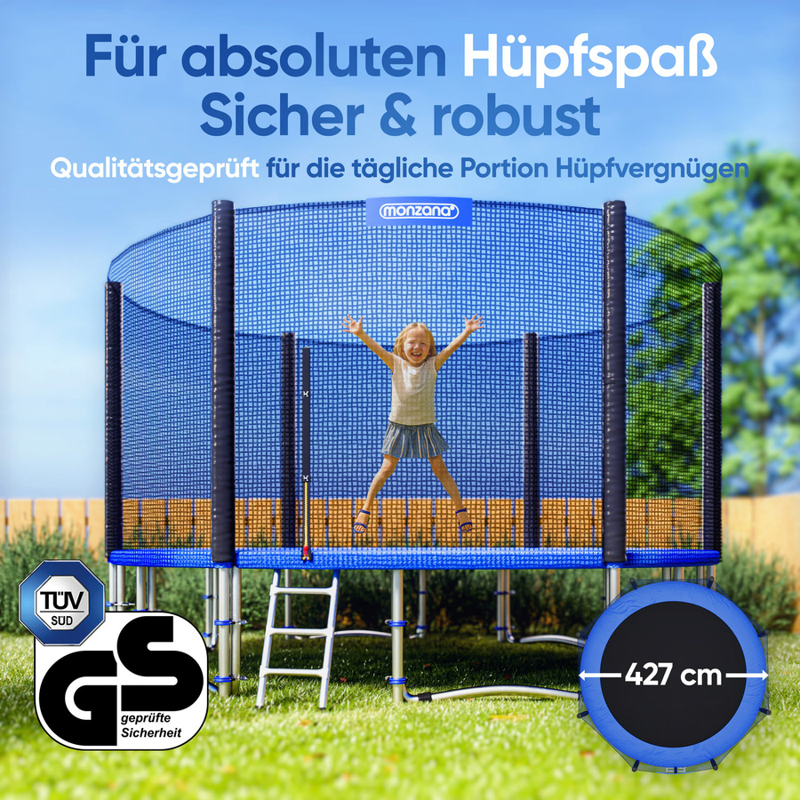 Monzana Trampolin Ø427cm mit Sicherheitsnetz und Stahlrahmen TÜV SÜD GS - Bild 2