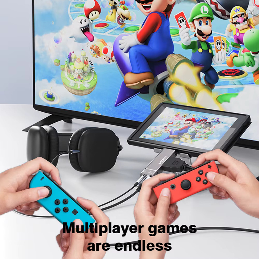 Byscoon PD 100 W Typ-C-zu-HDMI-Adapter mit 8K HD-Übertragung und 3,5-mm-Kopfhöreranschluss in Grau für MacBook, Chromebook, Samsung und Xiaomi - Bild 3