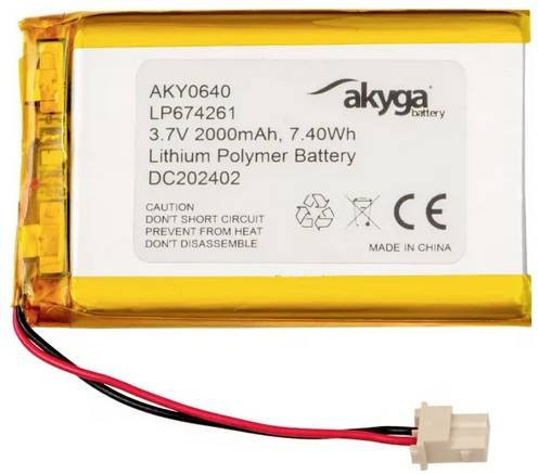 Akyga LP674261 LiPo Spezial-Akku 3,7V mit 2000 mAh und Molex 5264-Stecker, Gelb - Bild 1
