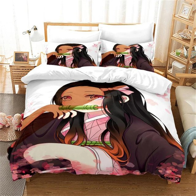 Nezuko Kamado Bettwäsche Set Demon Slayer Anime Design, 3-teilig, Mehrfarbig, B/H: 150 x 200 cm - Bild 1