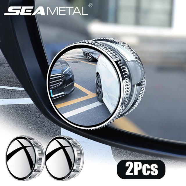 SEAMETAL 2er-Set seitliche Totwinkelspiegel für dein Auto in Schwarz und Silber, 360-Grad-Saugnapf, HD-Konvexspiegel als Parkhilfe mit 6 cm Durchmesser - Bild 1